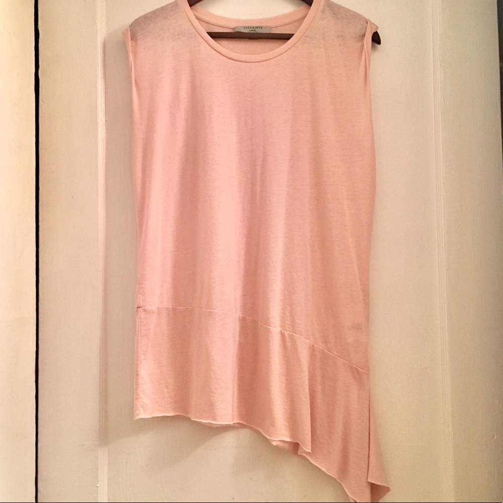 Pink asymmetrical All Saints Lauryn Top. So Soft!
